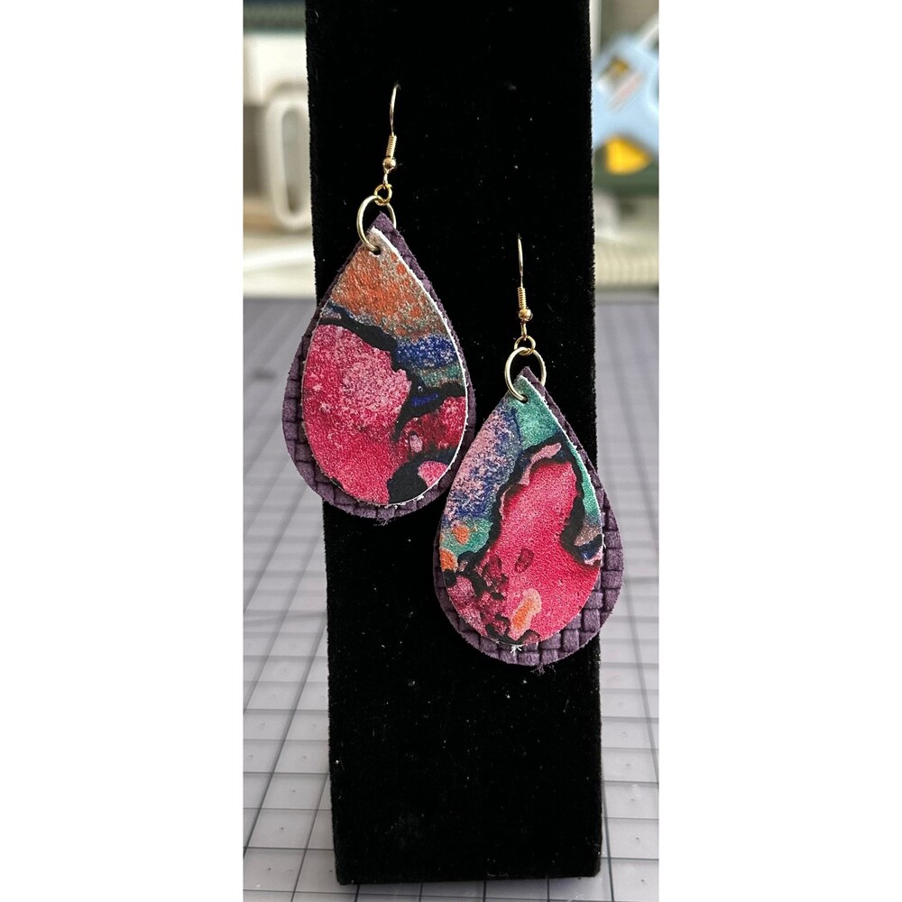Marble Leather Earring